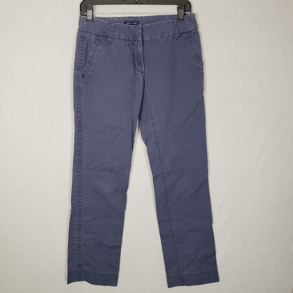 Tommy Hilfiger Size 2 Straight Leg Twill Pants Navy Blue Casual Preppy Capsule